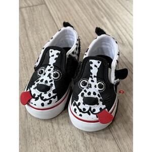 Vans Dog Slip-On Toddlers Size 6.5 Black White Dalmatian Shoes NWOT